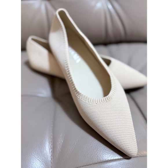 Vivaia Shoes - Vivaia Ballet Flats Aria 5.0 Pointed Toe Cream Ivory Knit Shoes Womens 43